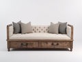 Schlafsofa mit 2 Schubladen 210x95x90 cm - Braun und Beige - Holzrahmen mit Polsterung - Stauraum und Tagesbett Design