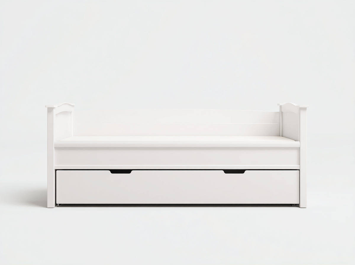 Schlafsofa aus Holz 200 x 95 x 85 cm - Weiß - Mit ausziehbarem Unterbett und schlichtem Design