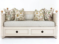 Schlafsofa Holzwerkstoff 205x100x100 cm - Cremeweiß-Braun - Klassisches Landhausdesign mit 2 Schubladen für Gästezimmer