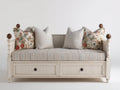 Schlafsofa aus Holz 205 x 105 x 95 cm - Cremeweiß - Landhausstil mit 2 Schubladen
