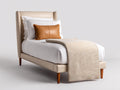 Einzelbett Kunstlederpolsterung 210x105x120 cm - Beige-Braun - Modernes Design mit hohem Kopfteil für Schlafzimmer