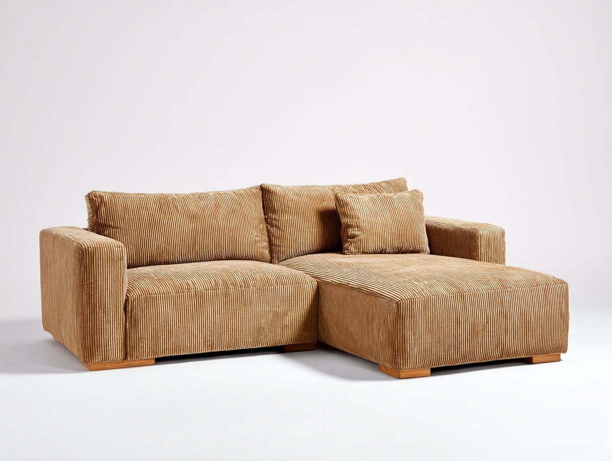 Ecksofa mit Cordbezug 250 x 170 x 85 cm - Braun - Breite Sitzfläche und modernes Design