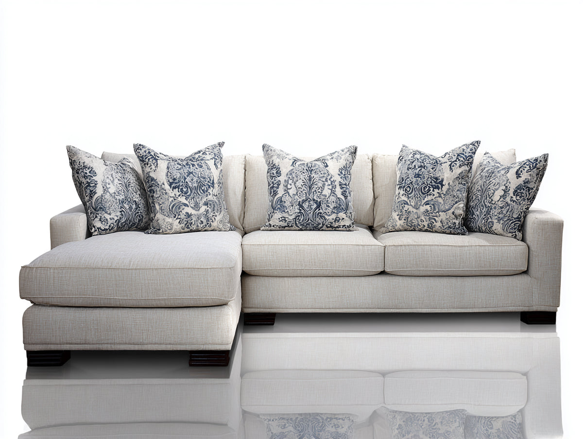 Ecksofa mit Stoffbezug 265 x 180 x 85 cm - Hellbeige - Modernes Design mit Ottomane