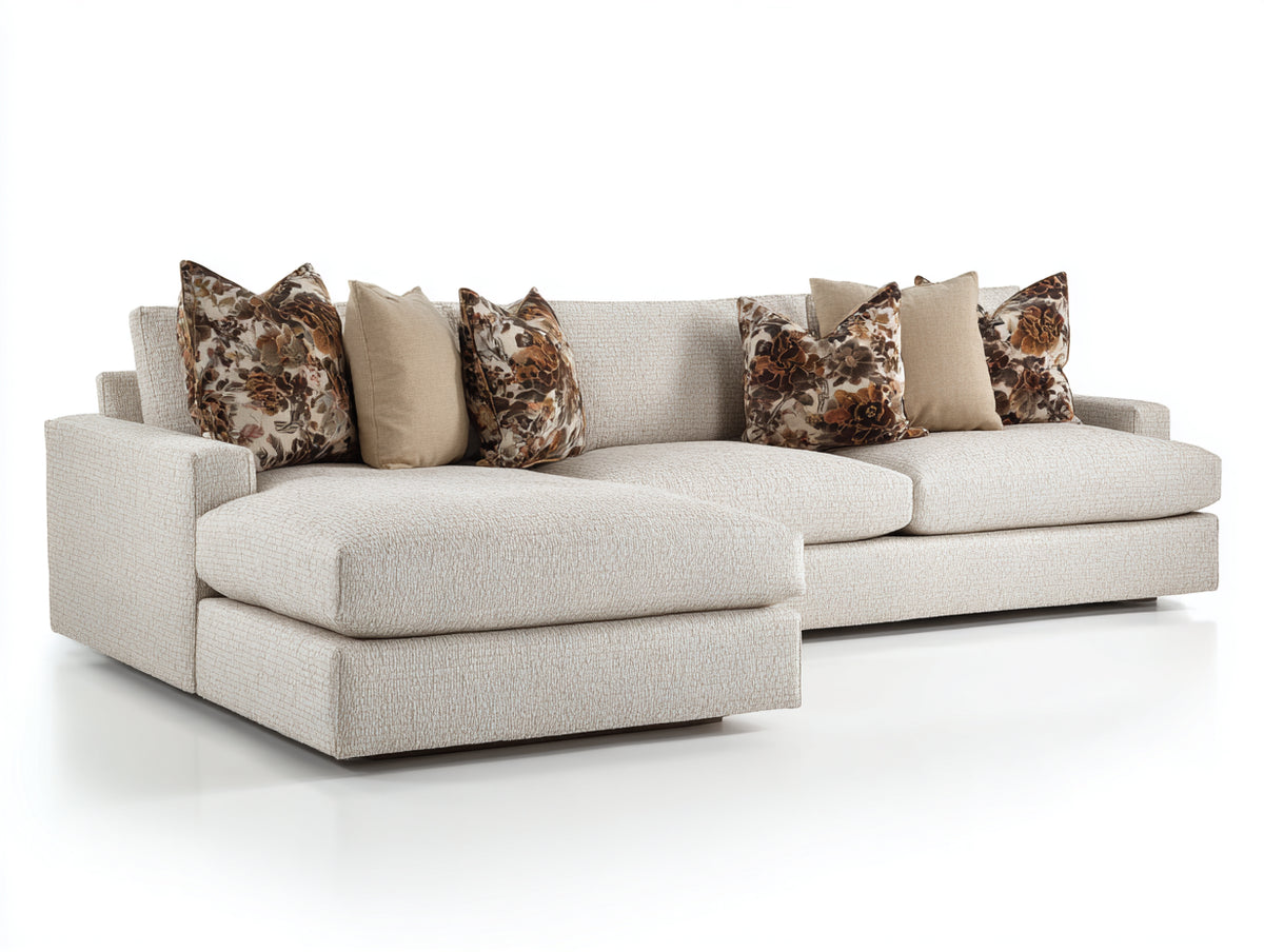 Ecksofa mit Stoffbezug 275 x 185 x 85 cm - Cremeweiß - Modernes Design mit Ottomane