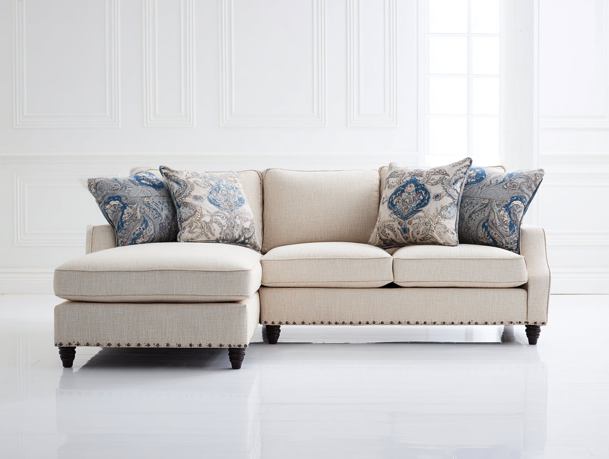 Ecksofa mit Stoffbezug 260x170x88 cm - Beige - gepolsterte Sitzfläche - modernes Design für Wohnzimmer