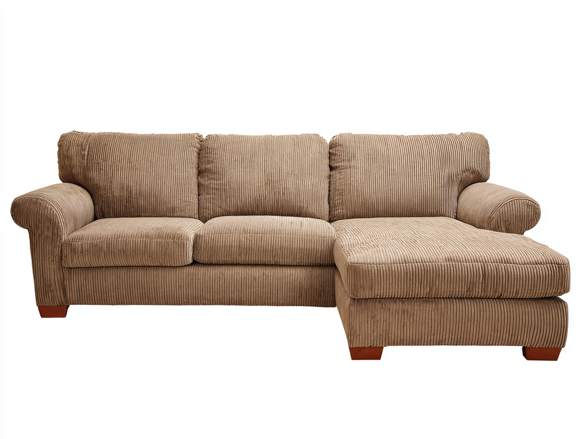 Ecksofa mit Cordbezug 260 x 180 x 90 cm - Hellbraun - Modernes Design mit Ottomane