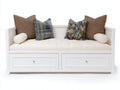 Schlafsofa mit 2 Schubladen 205x95x88 cm - Weiß - Holzrahmen mit gepolsterter Liegefläche - Stauraum für Gästezimmer und Wohnbereich