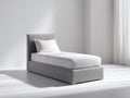 Einzelbett Polsterbett 200 x 90 x 90 cm - Grau - modernes Stoffbett mit gepolstertem Kopfteil