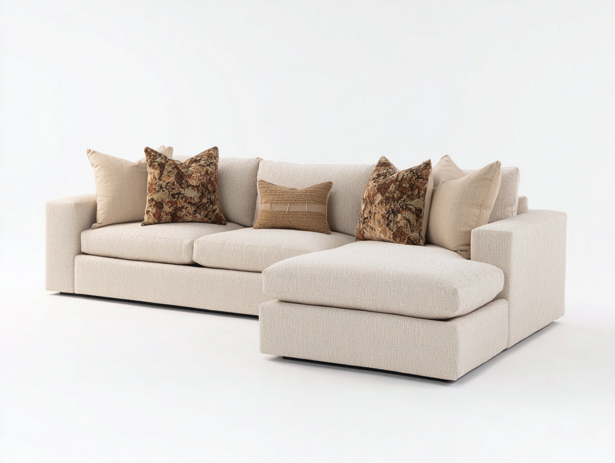 Ecksofa Stoffbezug 285 x 190 x 85 cm - Creme - modernes L-förmiges Sofa mit breiter Chaiselongue