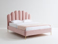 Doppelbett Textilpolster in Samtoptik 215x175x125 cm - Rosa-Gold - Modernes Muscheldesign für Schlafzimmer