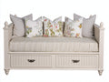 Schlafsofa mit 2 Schubladen 205x95x92 cm - Weiß und Beige - Holzrahmen mit seitlichen Lehnen - Stauraum für Gästezimmer und Wohnbereich