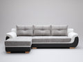 Ecksofa mit Stoffbezug 260x170x90 cm - Grau und Schwarz - gepolsterte Sitzfläche - modernes Design für Wohnzimmer