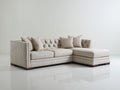 Ecksofa Stoffbezug 275 x 190 x 88 cm - Creme - modernes L-förmiges Sofa mit breiter Chaiselongue und Knopfheftung
