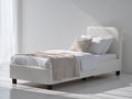 Einzelbett mit Kunstlederbezug 205 x 100 x 110 cm - Weiß - Modernes Polsterbett mit hohem Kopfteil