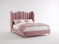 Doppelbett mit Stoffbezug 210x170x145 cm - Rosa - gepolstertes hohes Kopfteil - moderner Schlafzimmerstil