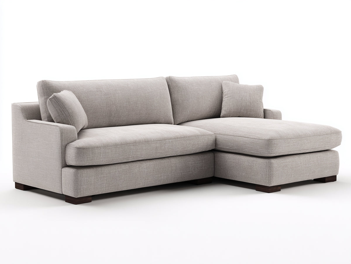 Ecksofa mit Stoffbezug 260 x 180 x 85 cm - Hellbeige - Modernes Design mit Chaiselongue