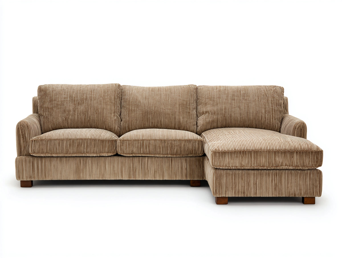 Ecksofa mit Cordbezug 275 x 180 x 90 cm - Braun - Großzügige Sitzfläche und komfortable Polsterung