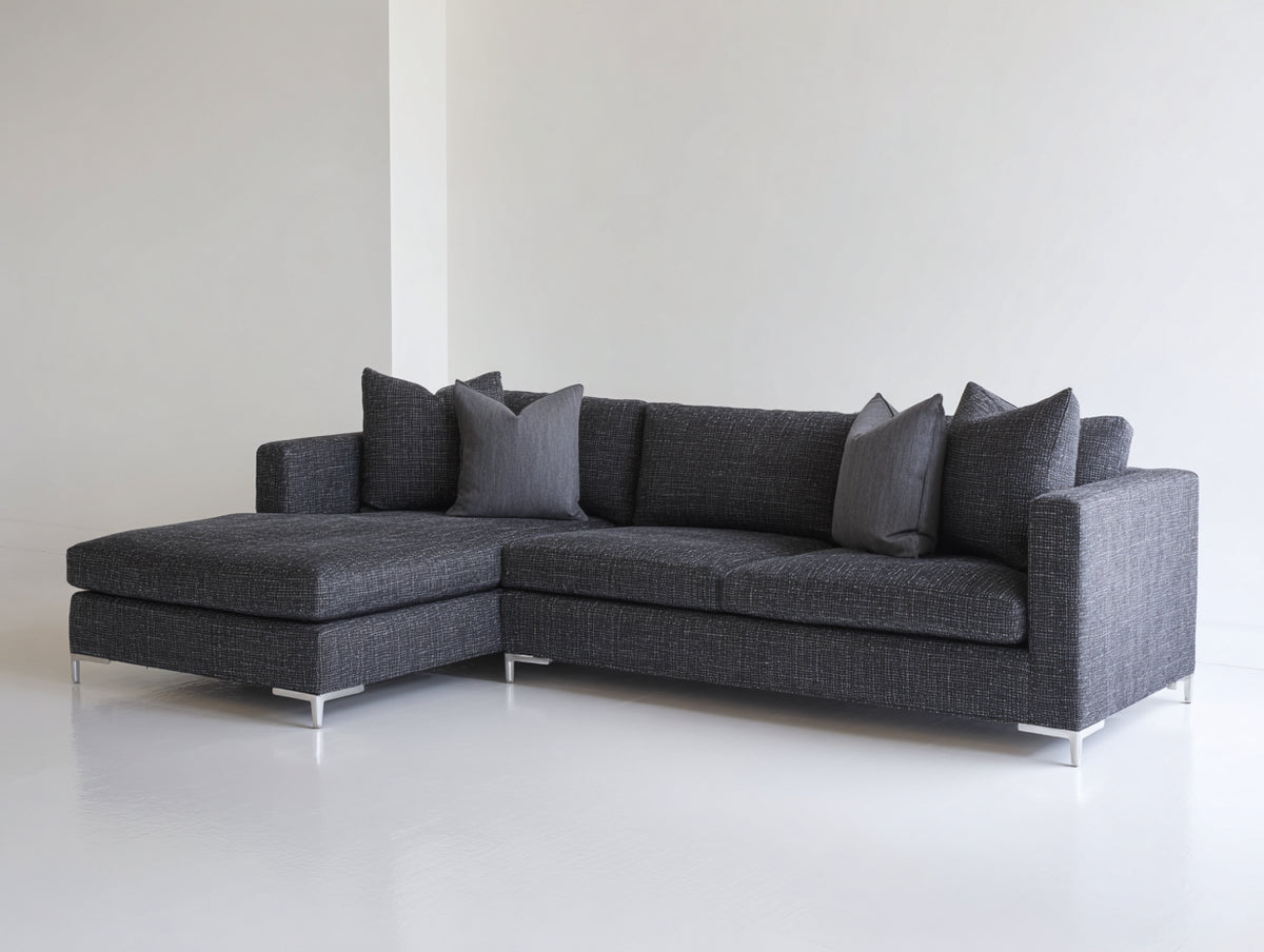 Ecksofa Stoffbezug 280 x 180 x 85 cm - Dunkelgrau - modernes L-förmiges Sofa mit breiter Chaiselongue