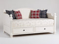 Schlafsofa aus Holz 205 x 100 x 95 cm - Weiß - Landhausstil mit 2 Schubladen