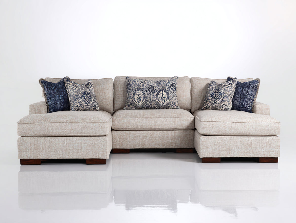 Ecksofa Stoffpolsterung 290x180x85 cm - Beige-Braun - Modernes Design mit großzügiger Sitzfläche für Wohnzimmer